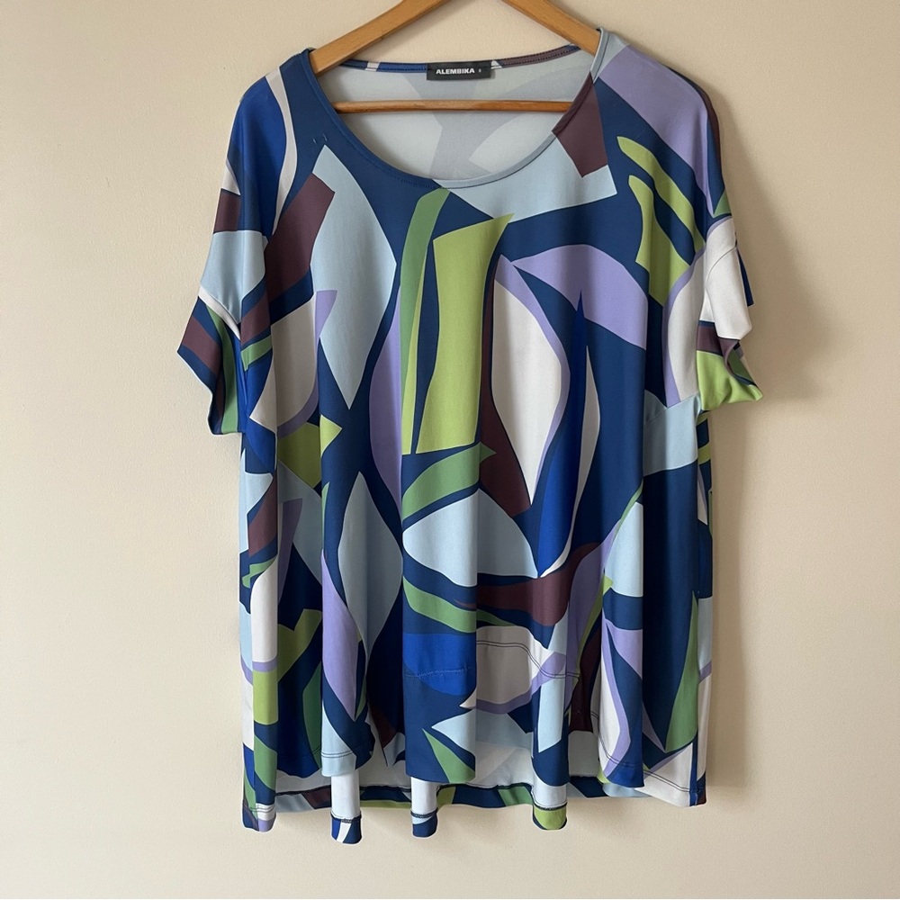 Alembika Abstract Printed Top Size Small Flawed Multicolor